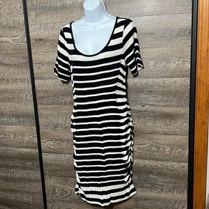 Black and white striped dress